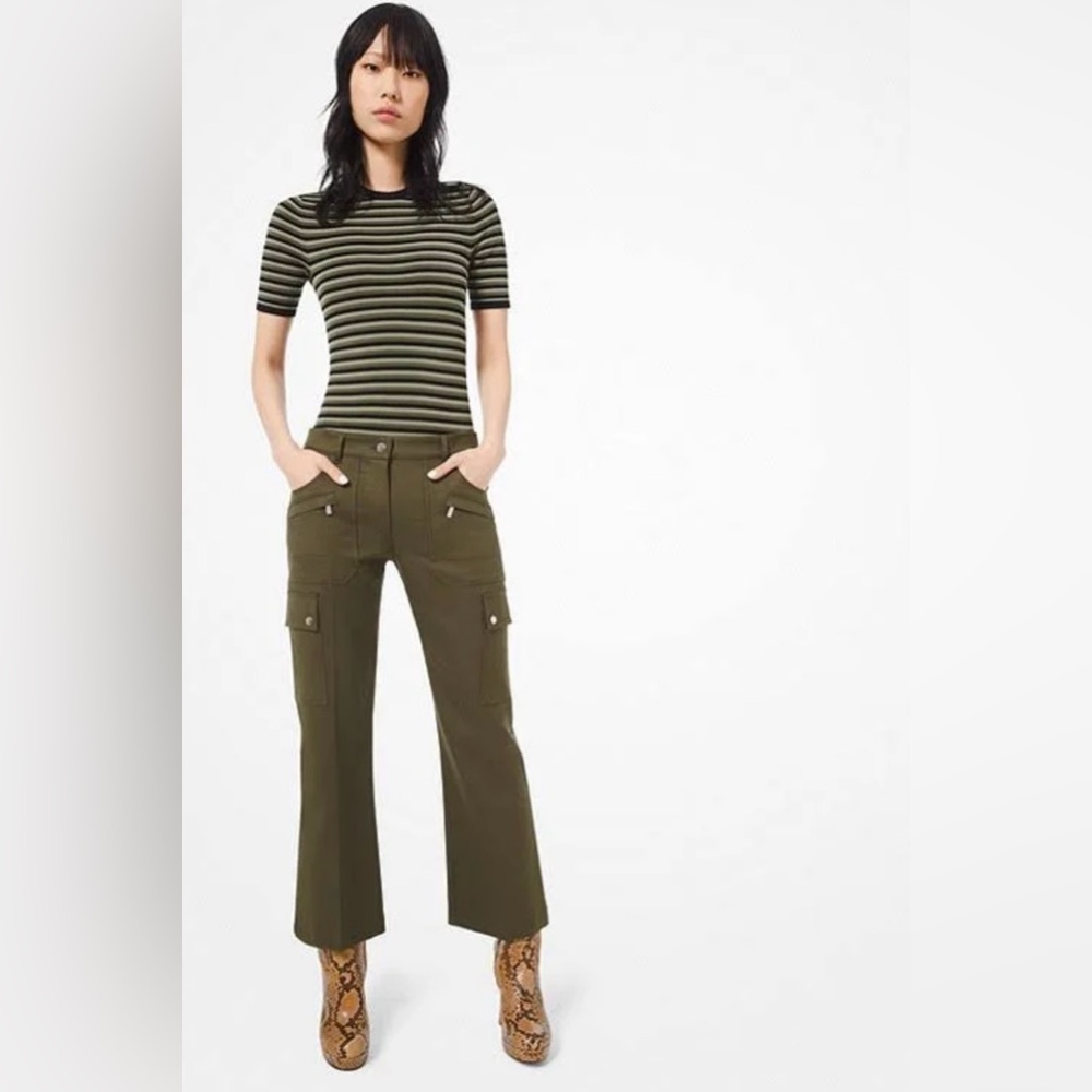 Michael Kors Collection - Spruce Cotton Crop Flare Cargo Pant - size 4 - NWT